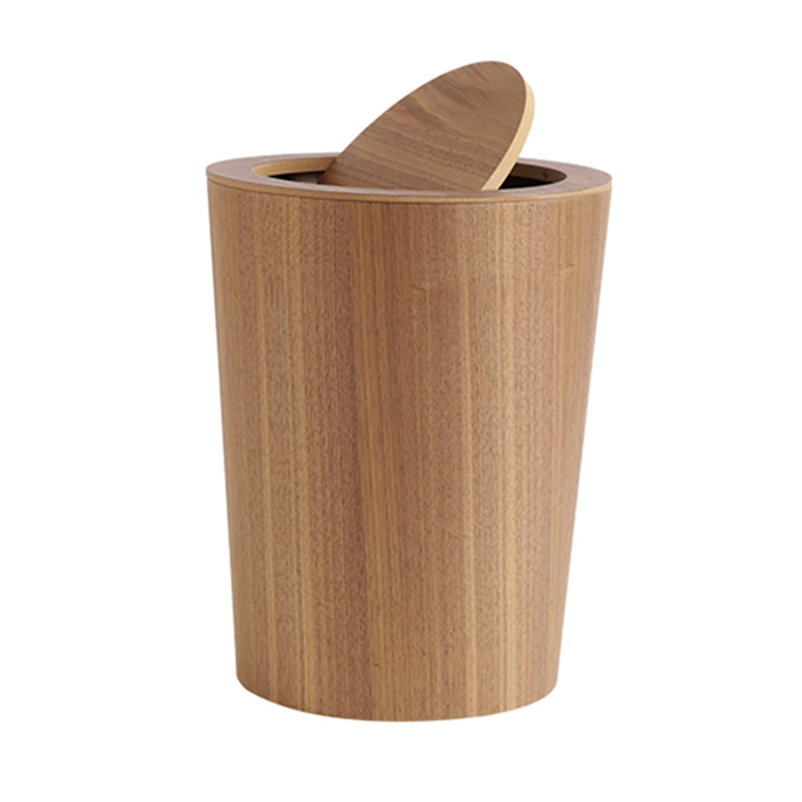 Contenitore per rifiuti da cucina Cestino per rifiuti in legno Cestino per bagno ribaltabile Cestino per carta straccia Cestino per la spazzatura Casa Camera da letto Colore noce Grande pattumiera