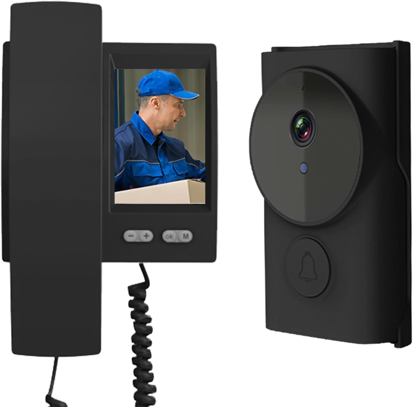 Draadloze deurbel met camera 1080p draadloze videofoon met IPS-scherm van 3,5 IP44, geen wifi nodig, retro video-intercom, nachtzicht, infrarood, zeer sterk zicht: 35° deurbel -drinken