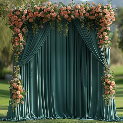 20x10ft Wrinkle Free Hunter Green Backdrop Curtain for Parties Soft Fabric Drapes Wedding Dark Green Curtain Backdrop for Birthday Party Decorations Background for Photography 5x10ft,4 Panels