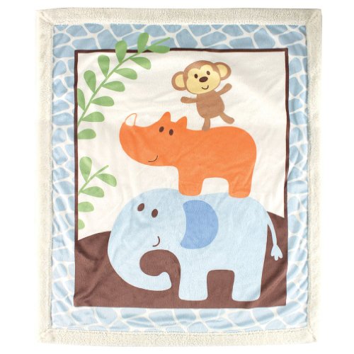Luvable Friends Unisex Baby Plush Blanket with Sherpa Back, Blue, One Size