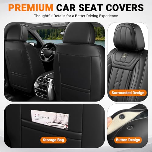 Image of Car Seat Cover for Chevrolet Trax Seat Covers 2015-2025, Nappa Leather Waterproof Seat Covers for Cars, Airbag Compatible, Automotive Car Seat Covers Full Set(5 Seats /Black)