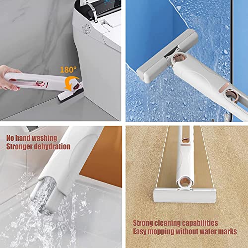 Portable Mini Mop, Self-Squeeze Mini Mop, 180° Powerful Squeeze Mini Mop, Quick Clean Small Mini Mop, Strong Absorbent Mop, Wet And Dry Use Mini Small Mop For Bathroom Kitchens Tableware Desktop Glass #TOP1