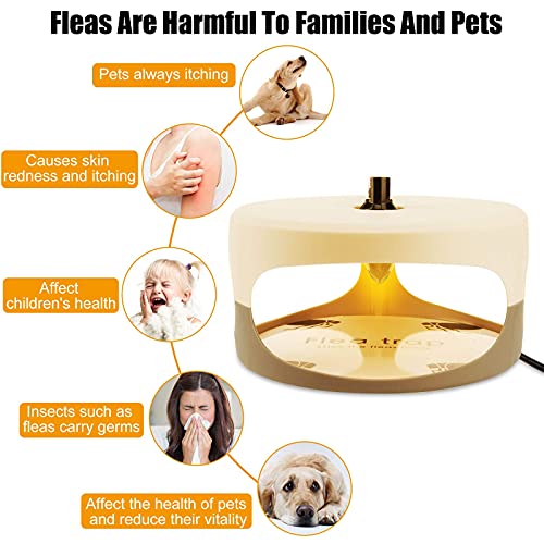 Heyouou Flea Trap Indoor, Sticky Dome Bed Bug Trap Indoor Pest Control Trapper Insect Killer 2 Glue Discs Light Bulbs, Flea Killer Trap Pad Best Dome Trap Home Indoor,Non-Toxic Safe Kids Pets #TOP1