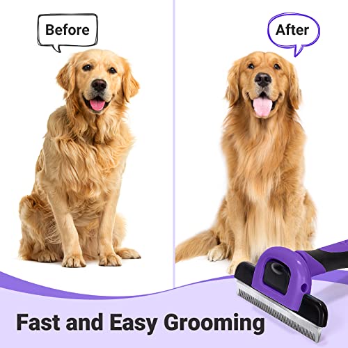 Image of MIU COLOR Pet Grooming Brush, Deshedding Tool for Dogs & Cats, Purple