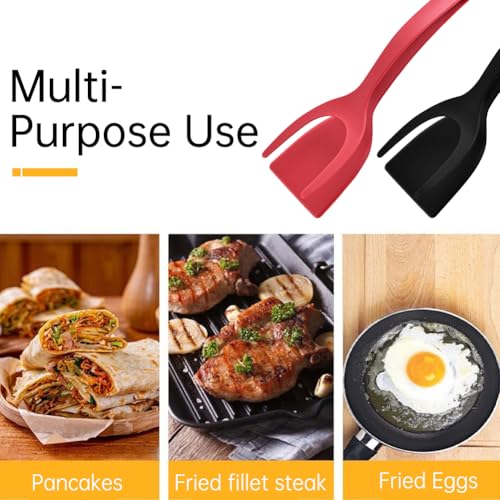 2 PCS Egg Spatula, Non Stick Frying Pan 2 in 1 Grip & Flip Kitchen Tongs by Saycker - Used condition - Image 2