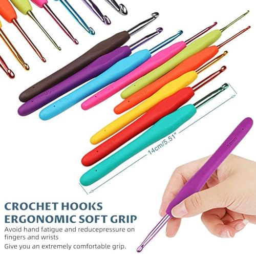 Image of HASTHIP Crochet Kit for Beginners Adults, 107Pcs Crochet Hook Set with Crochet Yarn, Portable Crochet Set Ergonomic Crochet Hooks Travel Knitting DIY Crochet Supplies, Blue