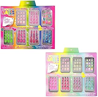 Ex=pressions Girl 7 Day Press-On Nail Set, Brights & Pastels, 7 Sets of