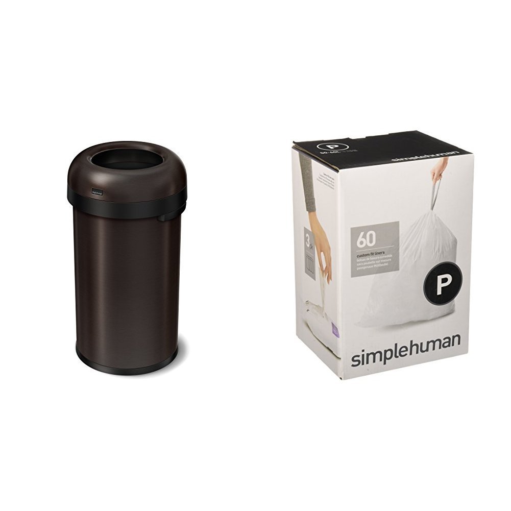 Buy simplehuman 60L Bullet Open Top T Can, Commercial Grade, Heavy Gauge Dark Bronze Stainless