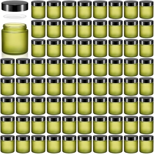 Image of Norme 96 Pcs 4 oz Glass Jars with Lids Cosmetic Jars, Pea Green
