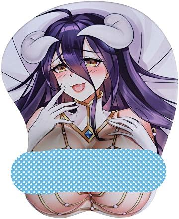 fonyell Overlord Albedo 3D Anime Mouse Pad with Wrist Support Gel Cartoon Mouse Mat Cushion Non-Slip Mousepad for Office Gaming Mouse Pads (Albedo 1)