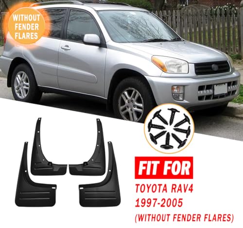 Image of Mud Flaps Mud Guards Fit for 1997-2005 Toyota RAV4 Without Fender Flares, Front & Rear Mud Splash Guards Accessories - 4 Pc, Black