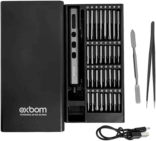 Mini Parafusadeira Elétrica Recarregável, Caneta Compacta de Precisão, Kit de Ferramentas Chave de Elétrica de Precisão 68 em 1, 64 Bits e 4 Acessórios, Multitarefas, para Manutenções Diversas