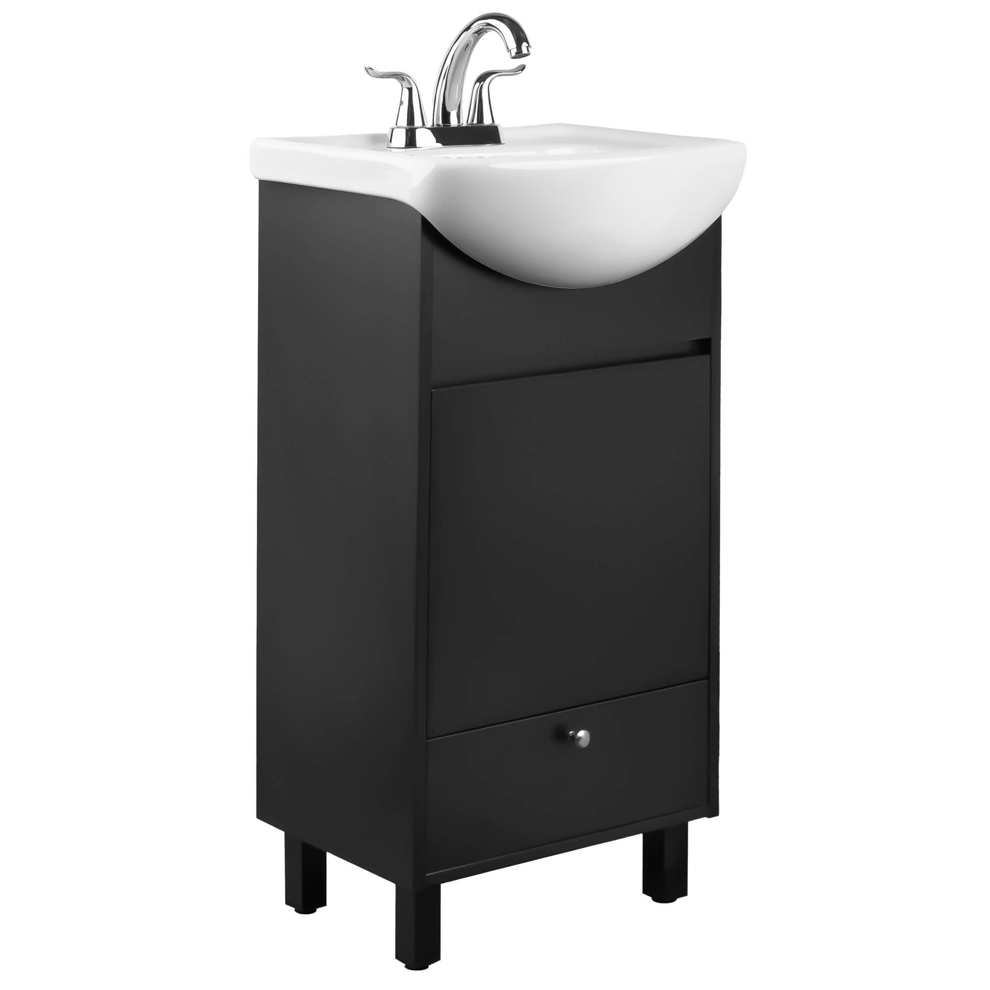 Fine Fixtures Petite 18 Inch Bathroom Vanity with Sink in Satin Black