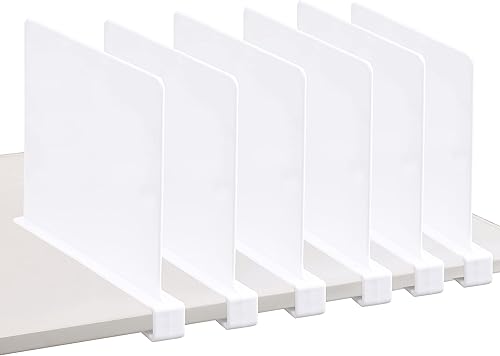 CY craft Divisor de estante acrílico, separadores de estantes de madera, separadores de estantes de armario blanco, organizador de ropa, perfecto