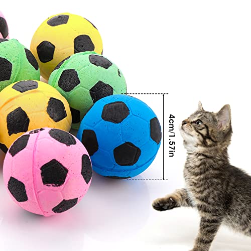 TIESOME Soccer Cat Toy - 10 Pcs Sponge Balls, Large, Colorful, Interactive, Noise-Free, Indoor/Outdoor, Multi-colored, 4 cm - Image 3