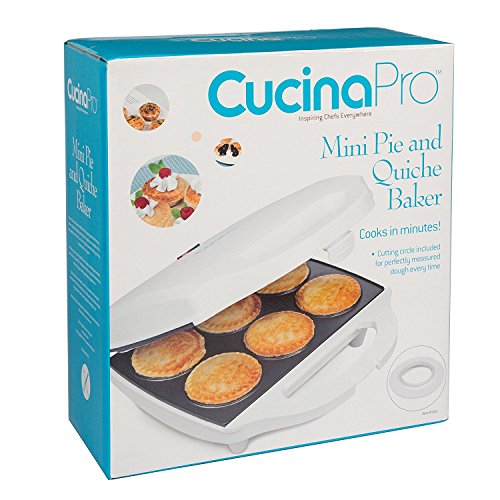 Mini Pie and Quiche Maker- Pie Baker Cooks 6 Small Pies and Quiches in Minutes- Non-stick Cooker w Dough Cutting Circle for Easy Dough Measurement