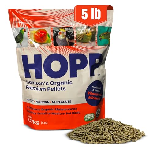 Harrisons-Bird-Foods-HOPP-Premium-Pellets--Organic-Nutritionally-Balanced-Food-for-Small-to-Medium-Pet-Birds-Cold-Pressed-Low-Fat-Vet-Developed-5LB Harrison's Bird Foods HOPP Premium Pellets – Organic, Nutritionally Balanced Food for Small to Medium Pet Birds, Cold-Pressed, Low Fat, Vet-Developed, 5LB - Image 1