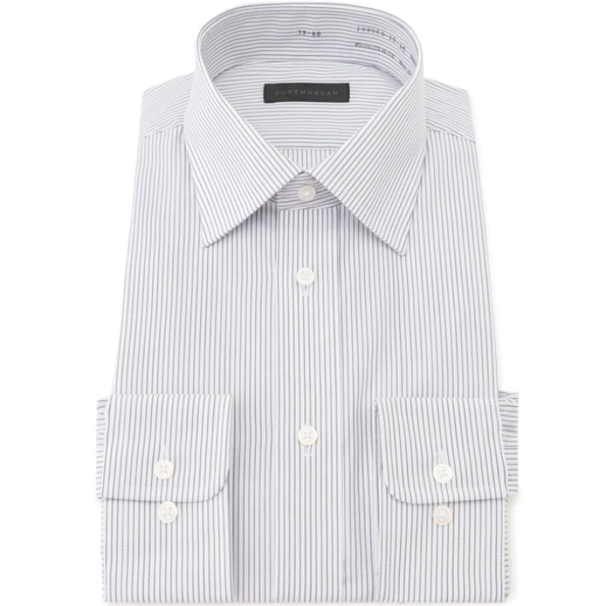 【43%OFF+ポイント13%】【実質1,043円】 コナカ メンズ クラシック 長袖 形態安定加工 ワイドーカラー 白地グレーストライプシャツ