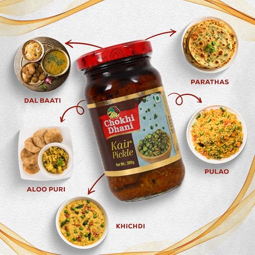 Image of Chokhi Dhani Kair Pickle 200g | Rajasthani Ker Achar | Tenti Dela Pickle | Tangy & Spicy Indian Pickle | Homemade Style | Glass Jar | Veg