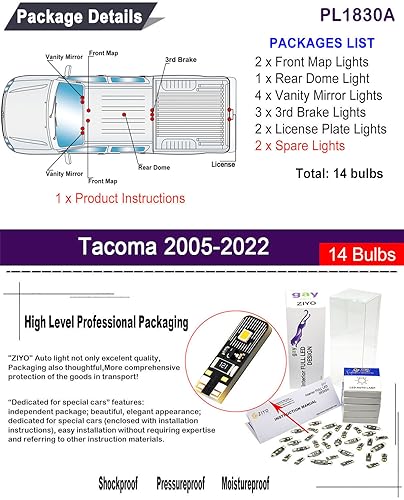 Kit de luces LED interiores para Toyota Tacoma 2005-2022 miniatura 2