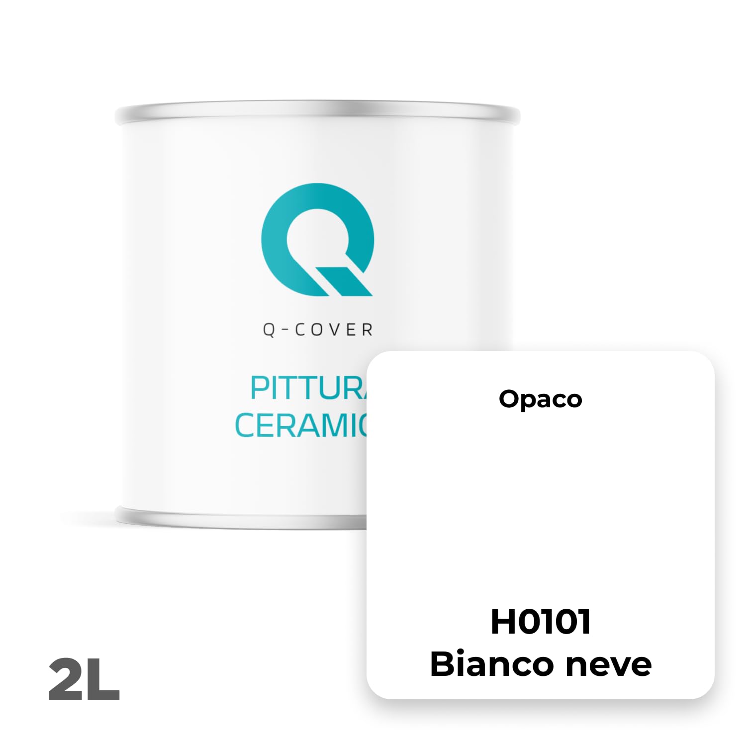 vernice ceramica, 2L (circa 14m²), bianco neve, vernice per interni, lavabile, classe 1, opaca, per pareti e soffitti, resistente, cucina, bagno, scale, ceramica, alta copertura