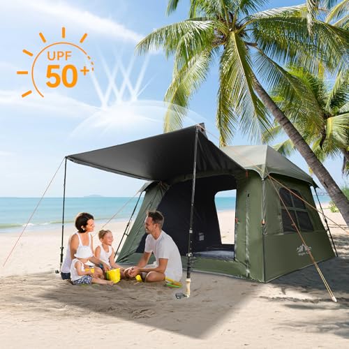 Night Cat Blackout Cabin Tent: 4 Person Pop Up Camping Tent with Vestibule & Rainfly Waterproof Instant Easy Setup Family Tent - Image 3