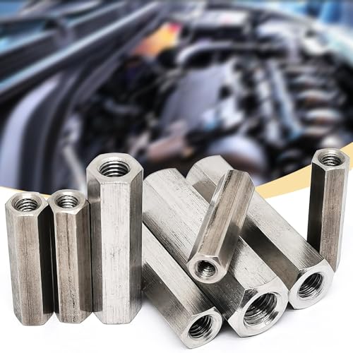 Image of 2pcs M8x50xS13 Right and Left Hex Coupling Nuts,304 Stainless Steel Hex Rod Connector