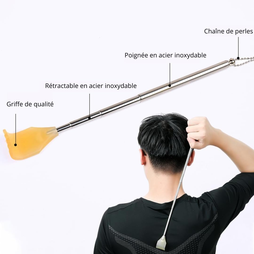 PARENCE. - Zestaw 2 wysuwanych drapaków - przenośne masażery ze stali nierdzewnej i tworzywa sztucznego - teleskopowe do 42 cm - 2 sztuki