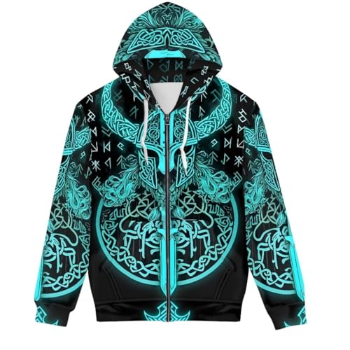 rurumu：bind rune layered hoodie Viking Runes Pullover Hoodie – Lunafide