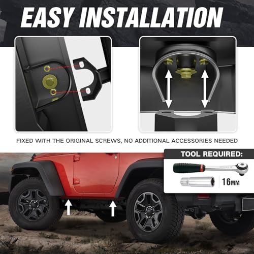 Estribos para Jeep Wrangler JK 2007-2018, acero negro miniatura 5