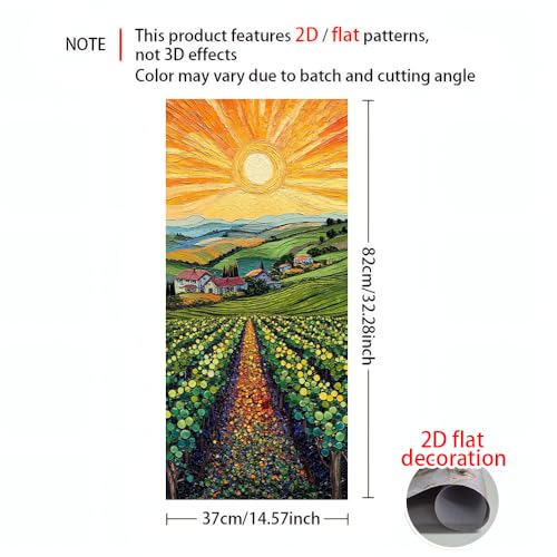 Image of Trash Can Cover Trash Can Decoration Trash Can Stickers Garbage Can Decoration - 14.6x32.3 Inch Vibrant Countryside Landscape with Sun, Farm and Green Fields