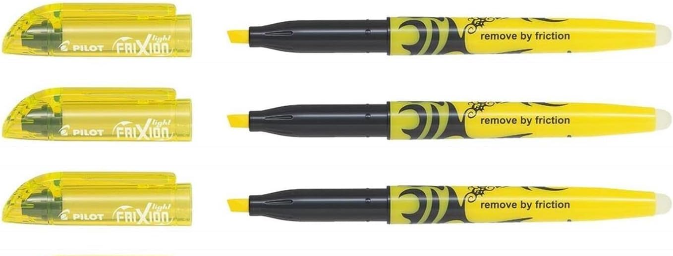 Pilot FriXion Light BRIGHT Erasable Highlighter Pens Yellow (Set of 3) Supplied Loose
