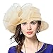 VECRY Lady Derby Dress Church Cloche Hat Bow Bucket Wedding Bowler Hats (Apricot, Medium)