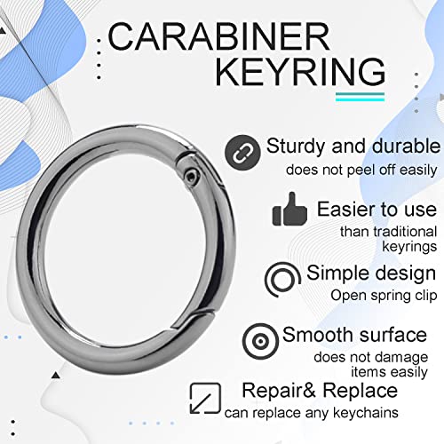 10Pack 1Inch Metal Spring O Rings Clip Keychain, Round Carabiner Clips Keyrings Snap Hook Buckle, Purse Shoulder Bag Chain Rings Clip Replacement Paracord Keychain Lanyard Leather Diy Crafts (Black) #TOP2
