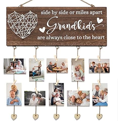 Maracco Grandma Gifts from Grandkids, Side by Side or Miles Apart Grandkids, Photo Frame for Grandpa & Grandma Birthday Gift, Christmas Grandma Gift from Grandchildren Granddaughter Grandson Cover