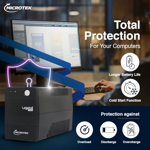 Image of Microtek Legend 750M Line Interactive UPS 650VA /360W | Microprocessor Based UPS for CCTV Camera, WiFi Router, Medical Equipment & Broadcast Studio | 2 Year Electronics Warranty + 1 Year Battery