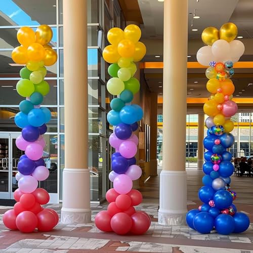 Image of Balloon Column Stand Set of 4, 6.6ft Adjustable Balloon Stand kit with Base Telescopic for Baby Shower Wedding Birthday Graduation Party Decorations (4)