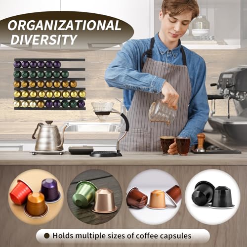 Kapselhalter Kaffeekapseln Aufbewahrung Kaffee Organizer, 10 Stück DIY Wandhalterungen Keine Beschädigung der Wand Geeignet für die Gleichzeitige Aufbewahrung von Kaffeekapseln Unterschiedlicher Größe
