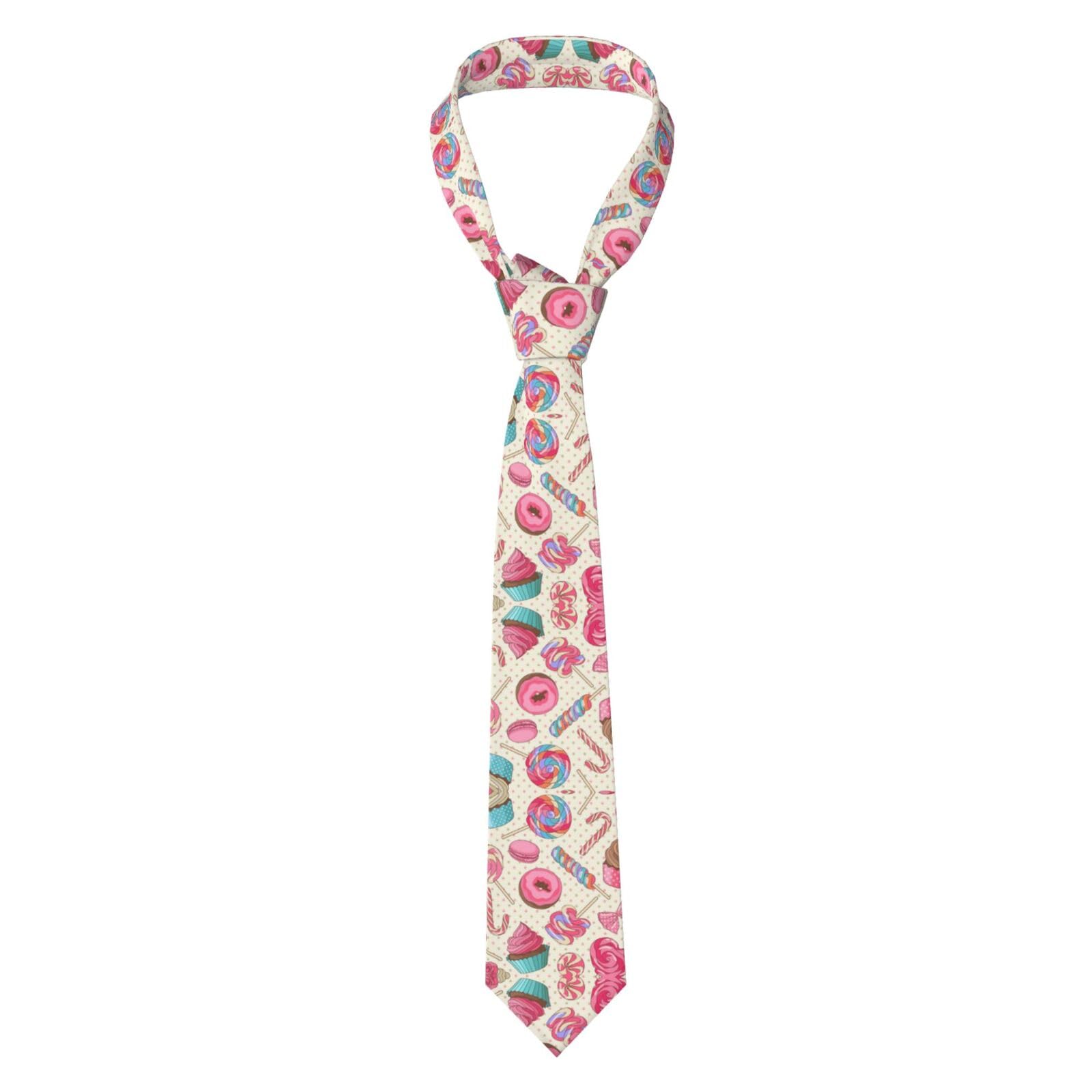 Anceky Unisex As Pic Sweet Lollipop Cupcake Printed Neck Ties Men's Necktie Novelty Fashion Ties,Men's Suiting Tie For Party