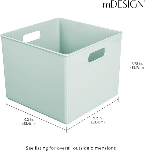 Miniatura 3 de mDesign Cesta organizadora de plástico para el hogar, asas para estantes de muebles en la oficina, armario, dormitorio, cuarto de servicio
