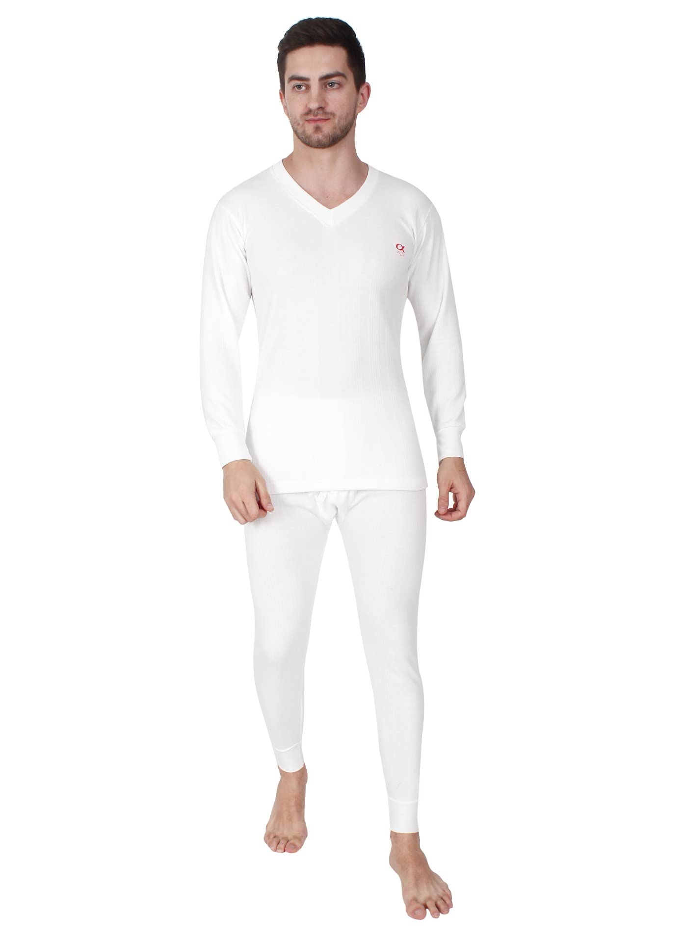 Steam Disinfected Men's Premium Quilted Cotton Thermal Top (V-Neck) (Off-White, XX-Large) Winter wear Top Skinny Fit-image-20