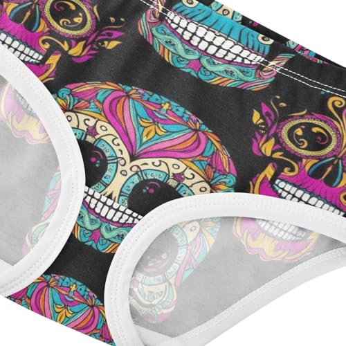 Skulls Paisley Floral Black Little Girl Panties Girls Underwear Toddlers Cotton Colorful Briefs Kids Undies 2t4