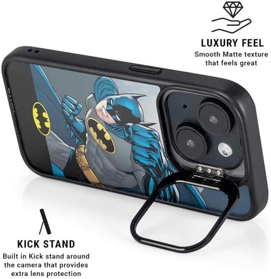 Skinit Kickstand Phone Case Compatible with iPhone 16 - Officially Licensed DC Comics Batman Ready for Action Design