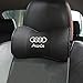 Auto Sport 2 PCS Genuine Leather Bone-Shaped Car Seat Pillow Neck Rest Headrest Comfortable Cushion Pad with Logo Pattern Fit Aud Accessories