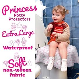 Princess Disposable Toilet Seat Cover for Kids 20 Pack, XL, Waterproof & Individually Wrapped Toddler Toilet Covers Disposable for Travel, Potty Liners for Toddlers, Potty Training for Girls and Boys