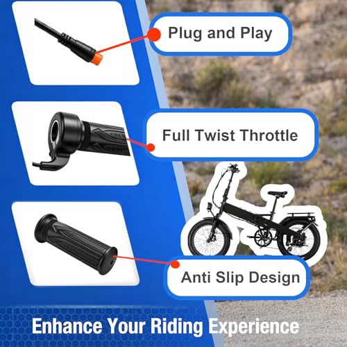Image of Ebike Full Throttle for Lectric XP4 /XP 3.0 /XP Lite /Xpedition, 12V-72V 3 Pin Waterproof Connector, Right Hand Twist Throttle for Lectric XP4 Ebike Plug & Play, Electric Bike Throttle Replacement