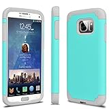 Galaxy S7 Case, Tekcoo [Tbaron Series] [Turquoise/Grey] Shock Absorbing Hybrid Rubber Plastic Impact Defender Rugged Slim Hard Case Cover Shell For Samsung Galaxy S7 S VII G930 GS7 All Carriers