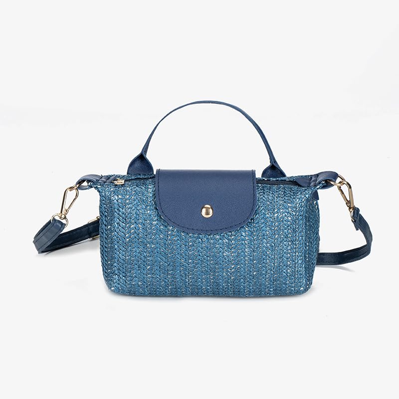 Bolsos bandolera tejidos de paja para mujer – pequeños bolsos estilo bohemio y chic, con correa ajustable miniatura 1
