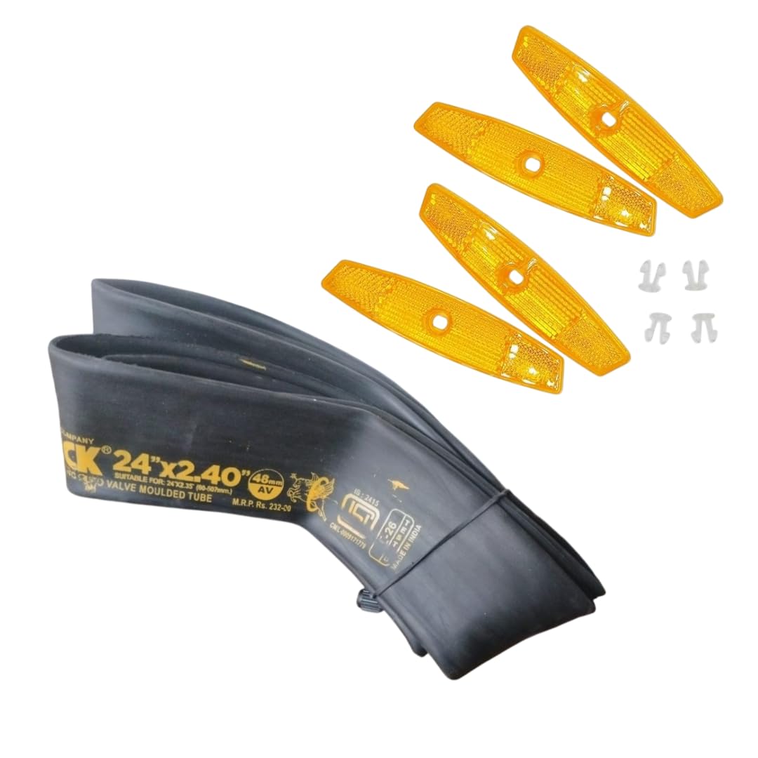 24T Ranger Cycle Tube 24x2.40/2.35 Heavy-Duty Bicycle Inner Tube with 4 Pcs Wheel Safety Reflectors | Durable MTB Tube for 24 Inch Cycles | High-Visibility Reflector Combo for Safer Riding-picture-31