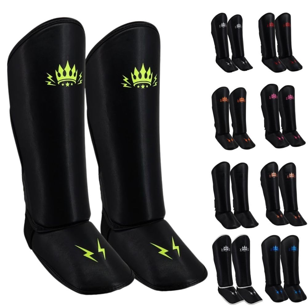 Playerz Element Kids Shin Guards, Premium Shin Pads, Ideal for MMA, Muay Thai, and Kickboxing, Full Coverage Design With Adjustable Straps and Breathable Construction